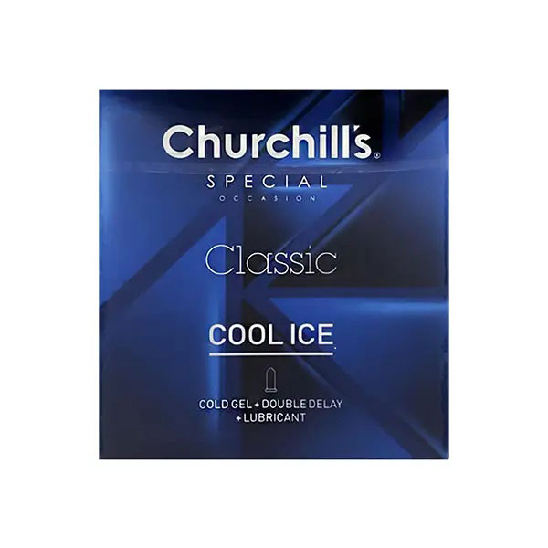 کاندوم خنک کننده تاخیری چرچیلز مدل Classic Cool Ice بسته 3 عددی